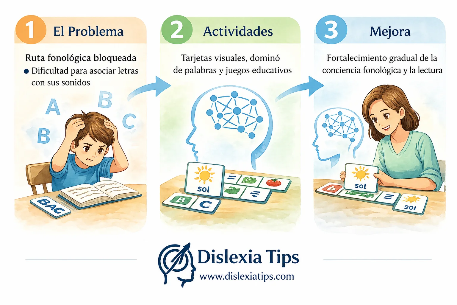 Cómo enseñar a leer a niños con dislexia fonológica con estrategias visuales