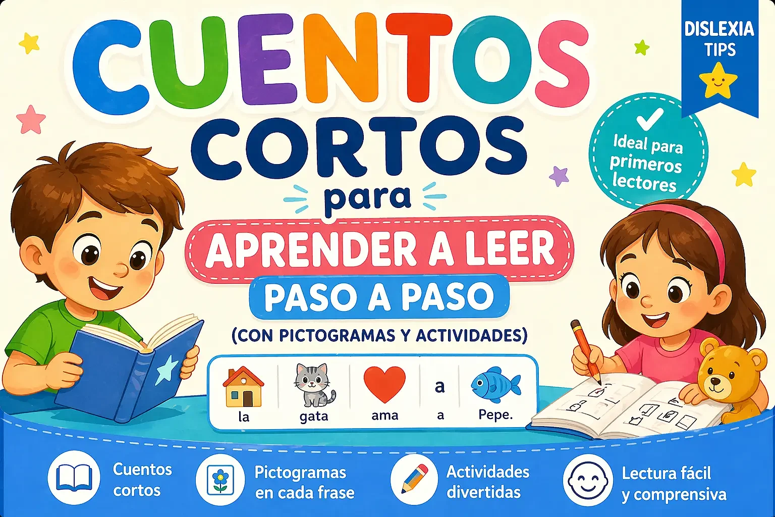 Cuentos cortos para aprender a leer paso a paso con pictogramas y actividades para primeros lectores