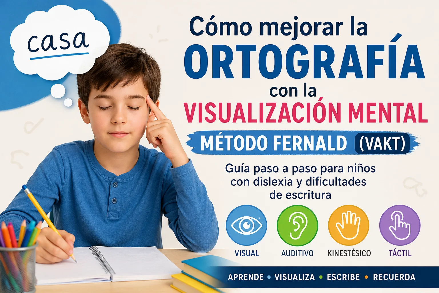 Cómo intervenir la disortografía con visualización mental método Fernald VAKT paso a paso