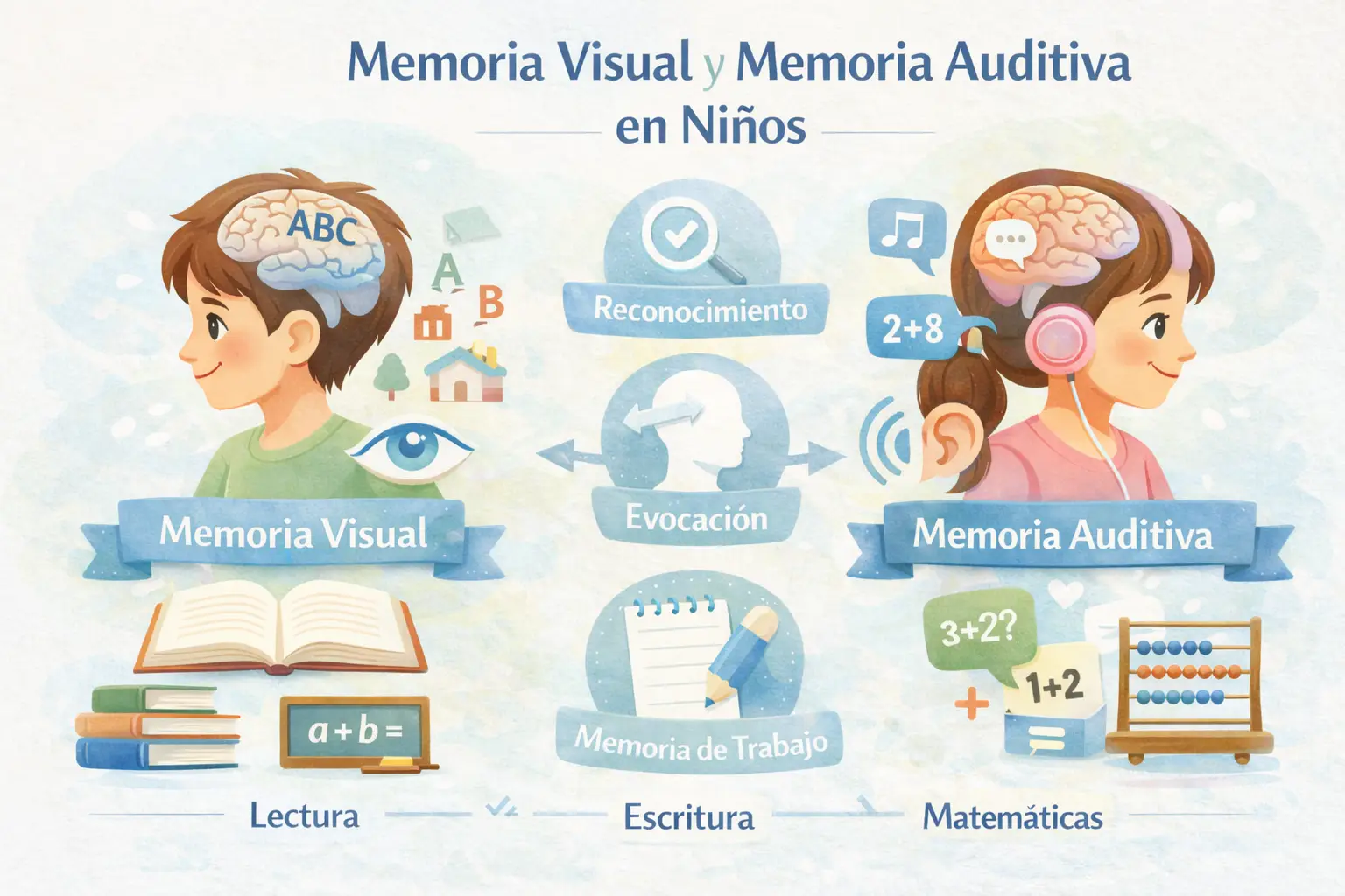 Memoria visual y memoria auditiva en niños y su relación con la lectura la escritura y las matemáticas en el aprendizaje escolar