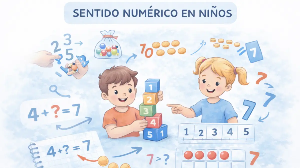 niños desarrollando el sentido numérico con bloques, conteo y comparación de cantidades
