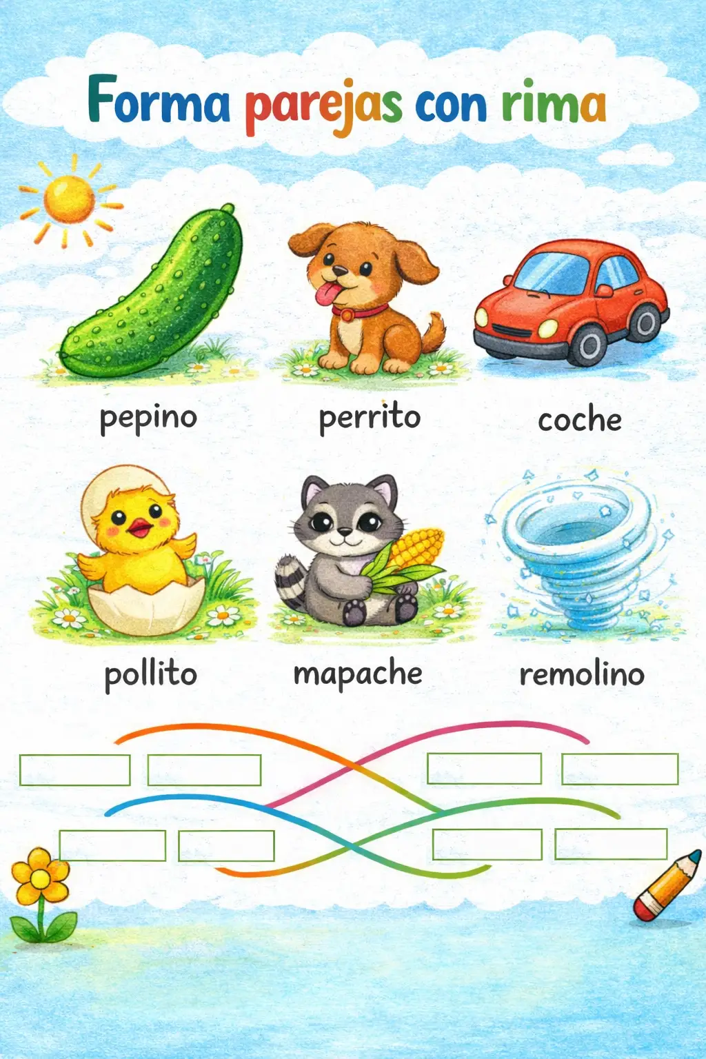 Tarjetas de rimas para formar parejas material imprimible gratuito