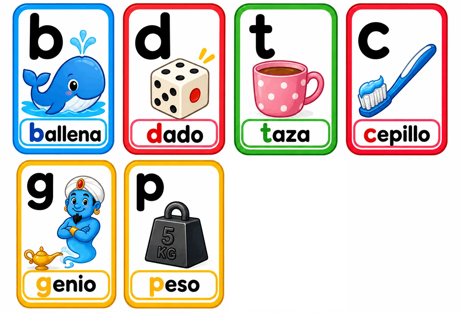 Tarjetas para asociar sonido e imagen B D T C G P